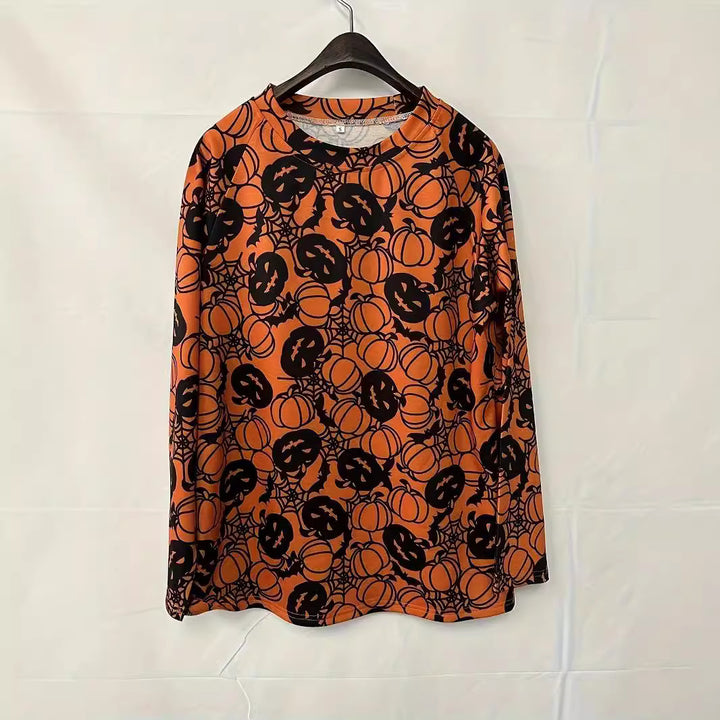 Damen lässiges Sweatshirt mit Halloween-Motiv und bequemer Passform Drune