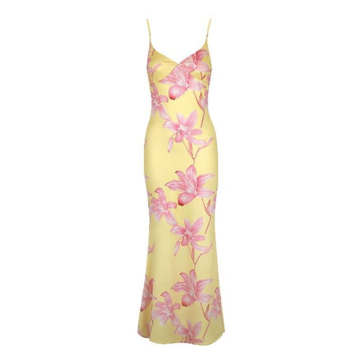 Damen Körperbetontes Maxikleid mit Blumenmuster Drune