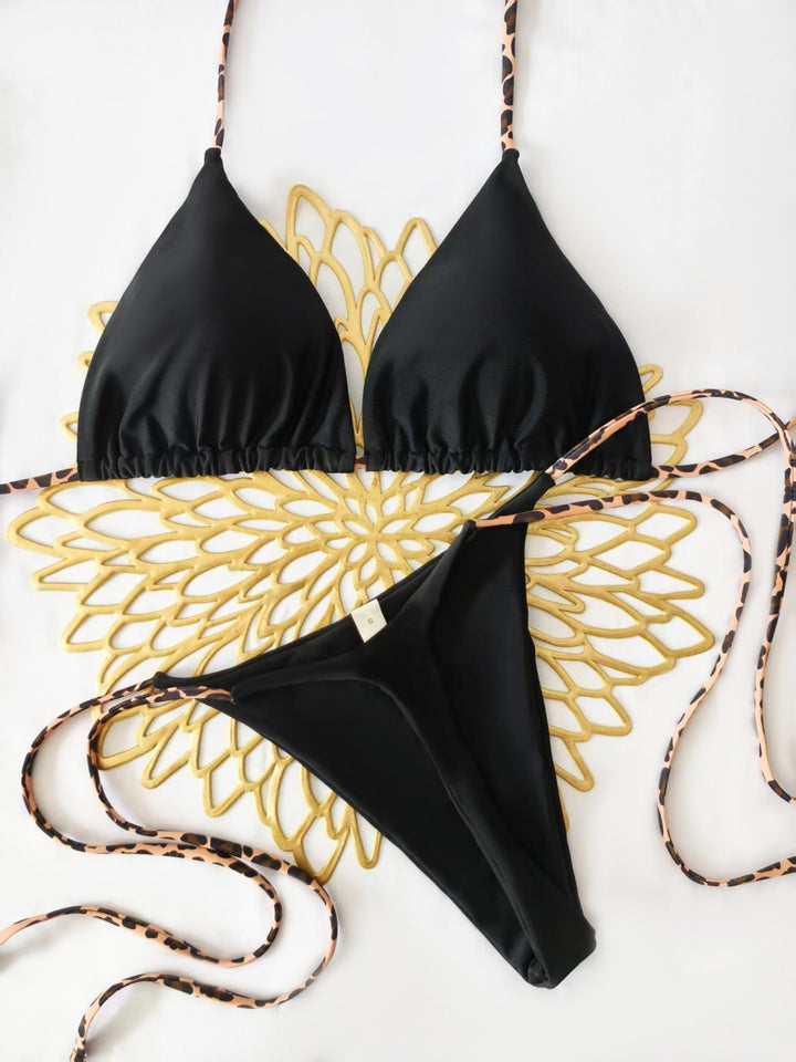 Damen Triangel-Bikini-Set mit verstellbaren Trägern und modischem Leoprint Drune