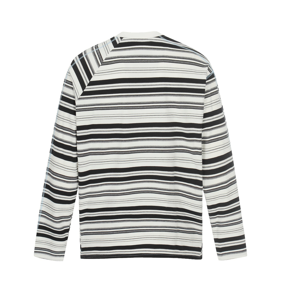 Unisex Gestreiftes Langarmshirt mit kontrastierenden Ziernähten Drune