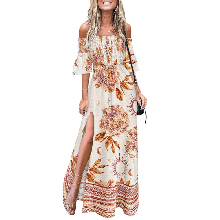 Damen Blumen Maxi Kleid Drune
