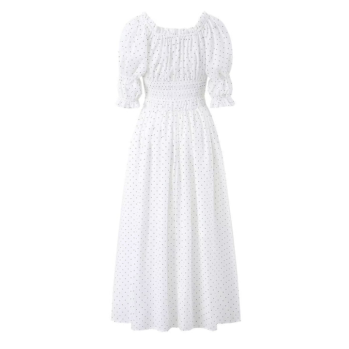 Damen Midikleid mit Smok-Taillenpartie, gerafften Puffärmeln und Quadrat‑Ausschnitt Drune