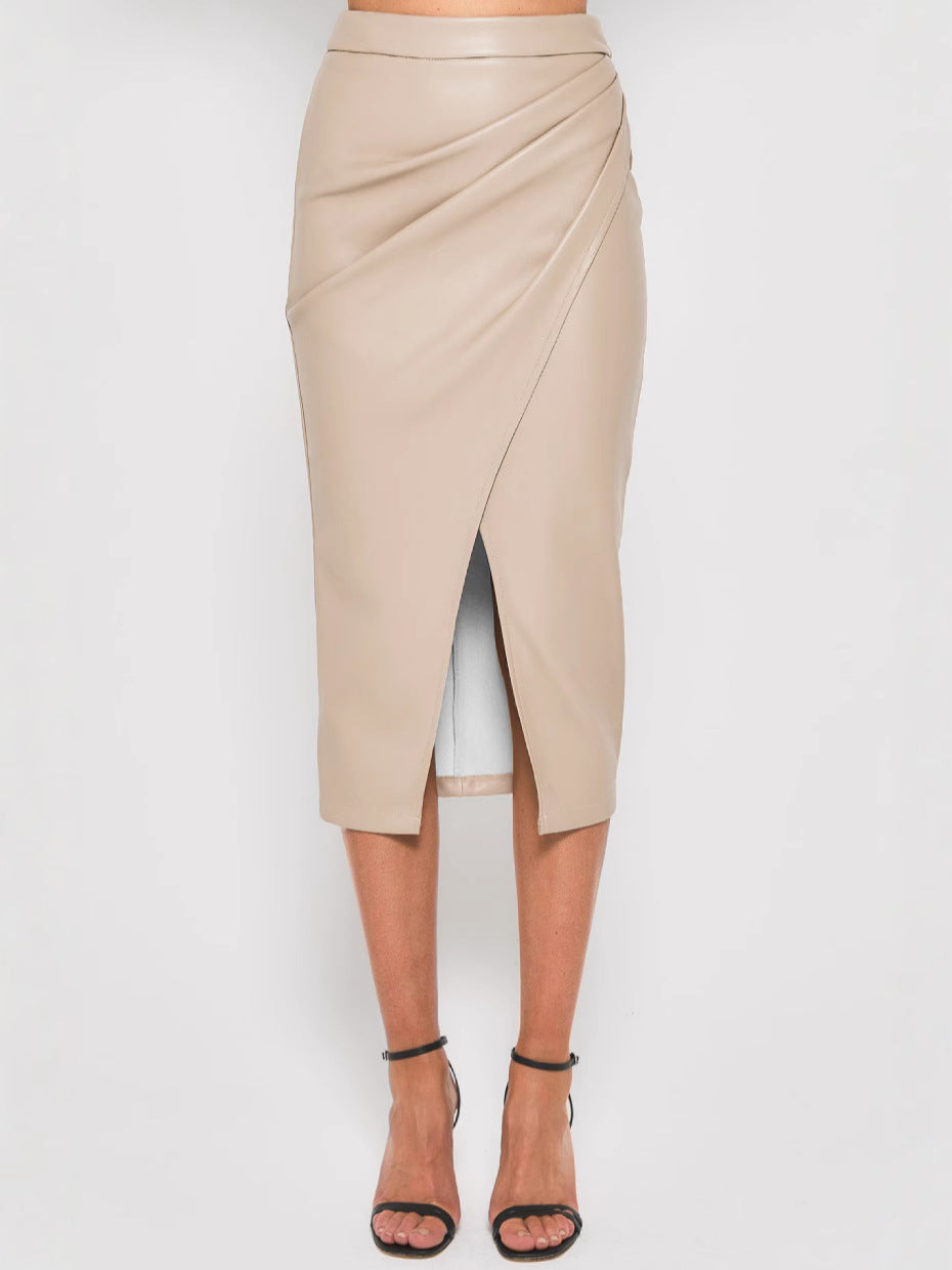 Drune | Faltiger Split Pu Lederrock Für Frauen