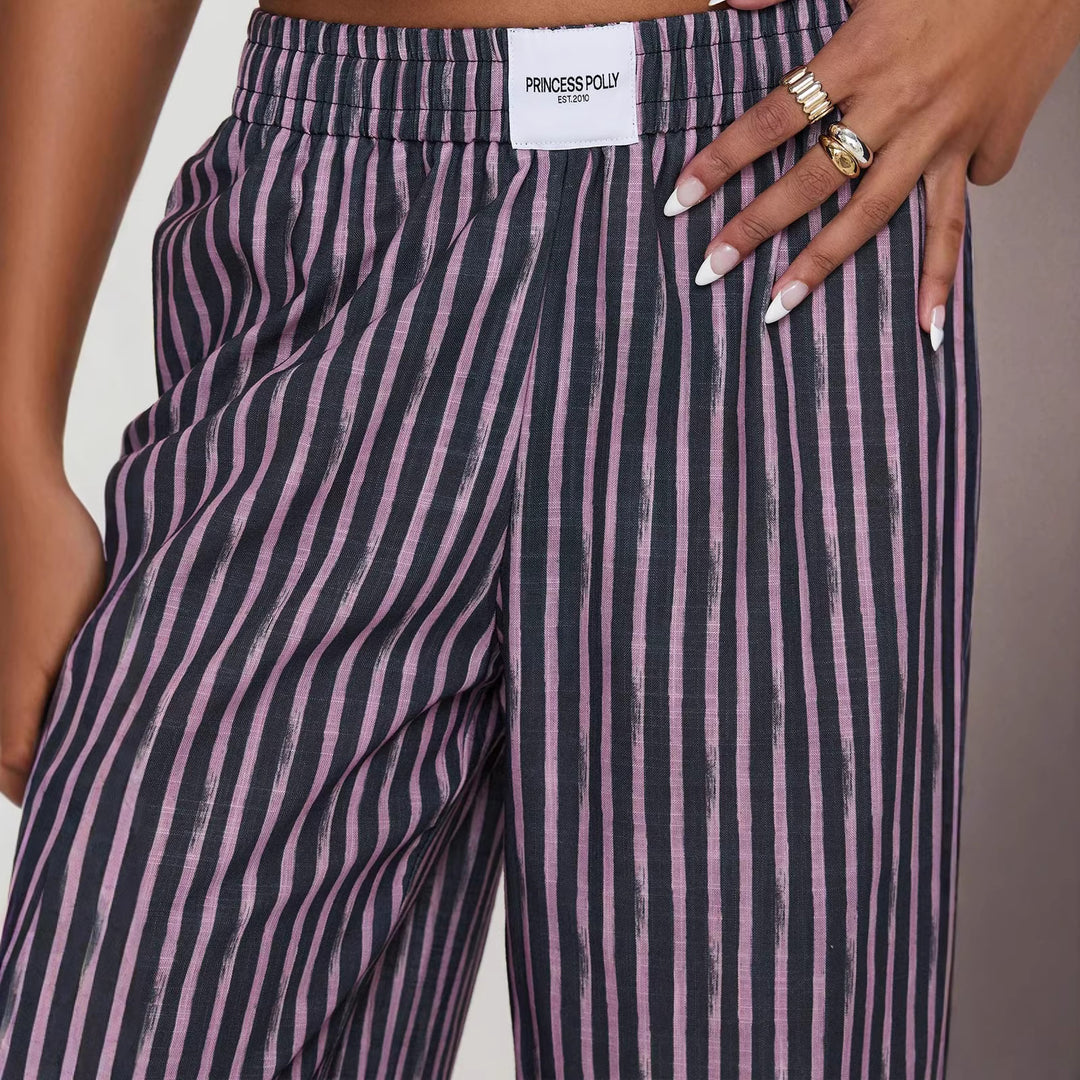 Damen Locker geschnittene Streifenhose Drune