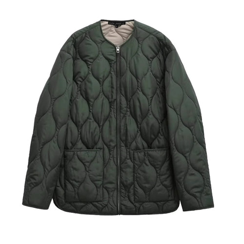 Damen nan gesteppte Oversize-Quiltjacke mit Rundhals, durchgehendem Reißverschluss und aufgesetzten Taschen Drune