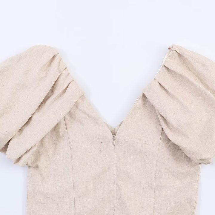 Damen Midi-Kleid mit voluminösen Kurzärmeln und schmeichelndem Schnitt Drune