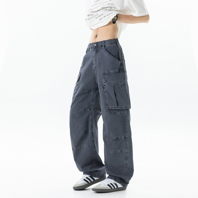 Damen Weite Cargohose mit hohem Bund, Oversize‑Bein und großen Klappentaschen Drune
