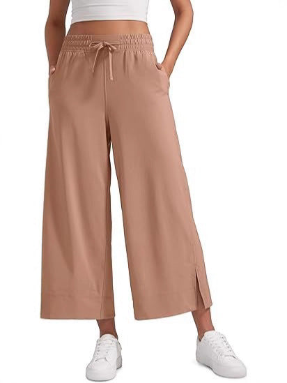 Damen nan weite Culotte-Hose mit elastischem Bund, Tunnelzug und seitlichen Schlitzen Drune