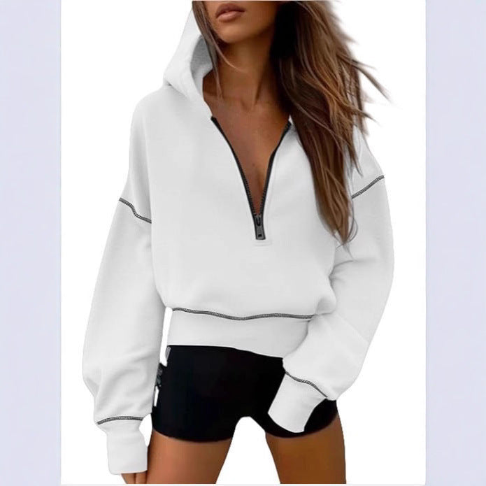 Damen lässiger Hoodie mit goldenen Akzenten und hohem Kragen Drune