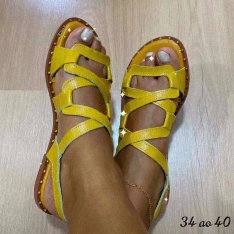 Damen Sandalen mit geflochtenem Riemendesign und bequemem Fußbett Drune