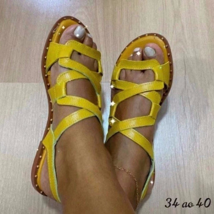 Damen Sandalen mit geflochtenem Riemendesign und bequemem Fußbett Drune