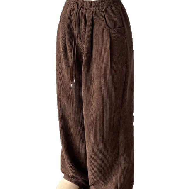Damen Bequeme Casual Cordhose mit elastischem Bund und seitlichen Taschen Drune