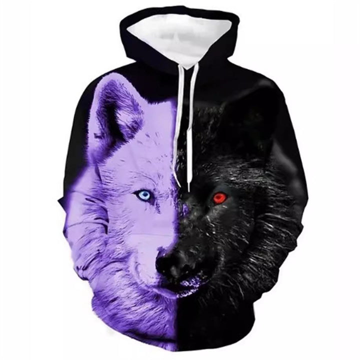 Damen Kreativer Kapuzenpullover mit einzigartigem Wolfsmotiv Drune
