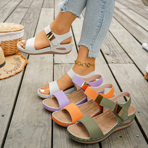 Damen Wedge-Sandalen mit modischem Riemendesign und elastischem Fußbett Drune