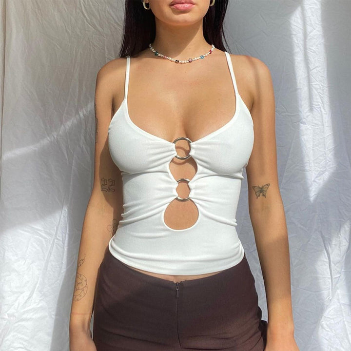 Damen Crop-Top mit dekorativen Cut-Outs Drune