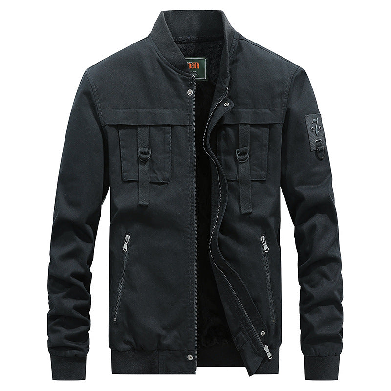 Herren Utility-Fieldjacke mit Stehkragen, D-Ring-Details und Reißverschlusstaschen Drune