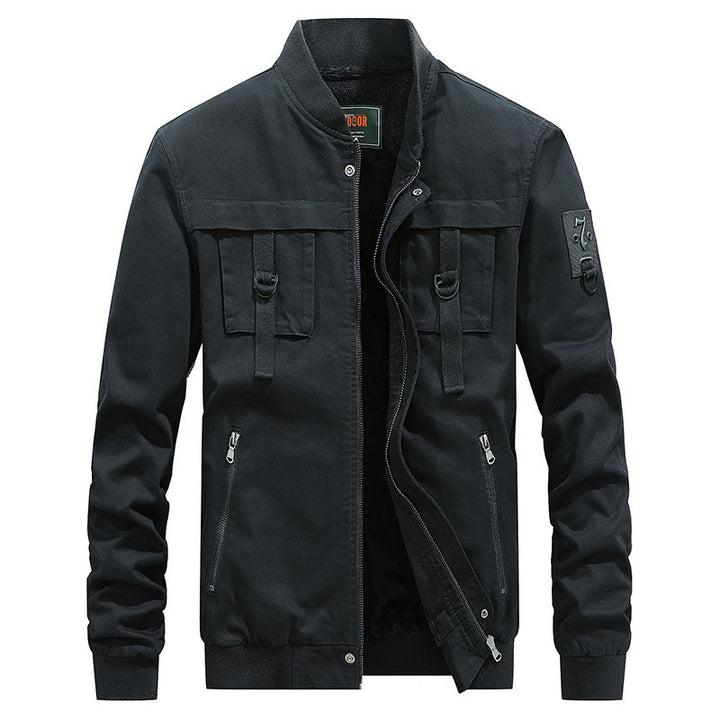 Herren Utility-Fieldjacke mit Stehkragen, D-Ring-Details und Reißverschlusstaschen Drune