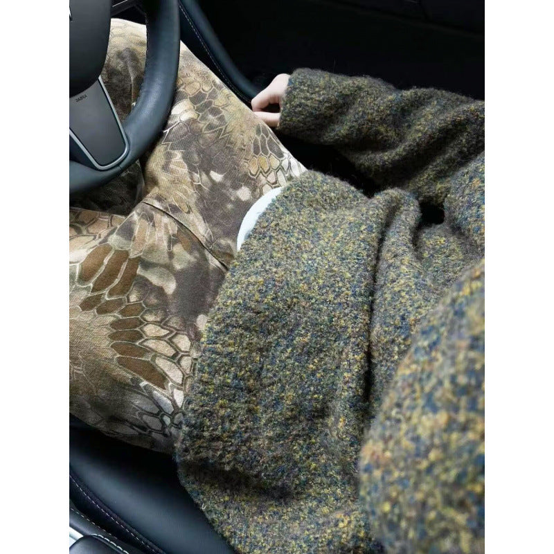 Herren Melangé Grobstrick-Pullover mit V-Schlitz und lockerem Oversize-Schnitt Drune