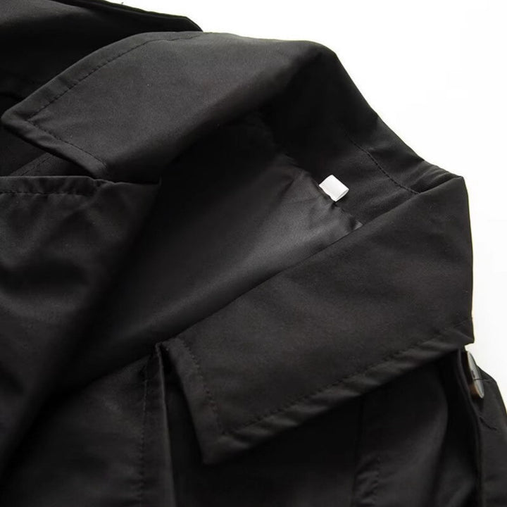 Damen Kurz geschnittener Cropped-Trenchcoat mit doppelreihiger Knopfleiste und Schulterklappen Drune