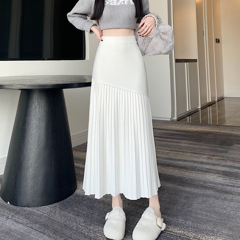 Damen Plissierter Maxirock mit asymmetrischem Design Drune