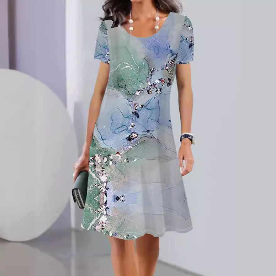Damen Floral Bedrucktes A-Linien Kleid Drune