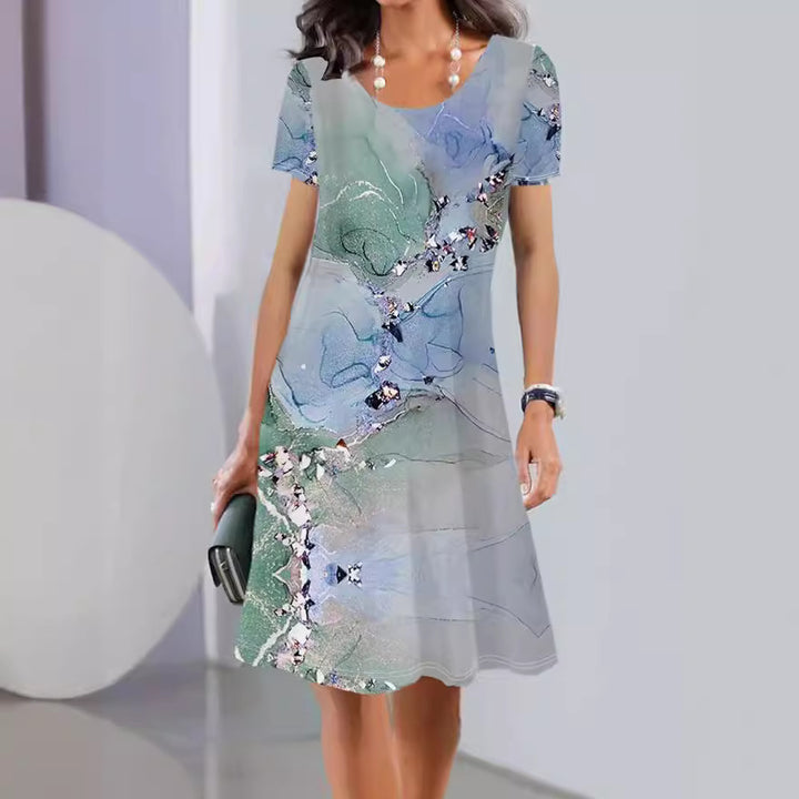 Damen Floral Bedrucktes A-Linien Kleid Drune