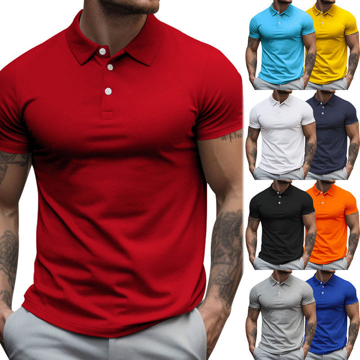 Herren nan tailliertes elastisches Piqué-Poloshirt mit klassischem Kragen Drune