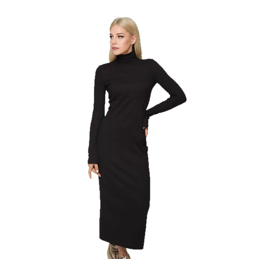 Damen Figurbetontes Rollkragen-Maxikleid aus Feinstrick mit schmaler Silhouette Drune