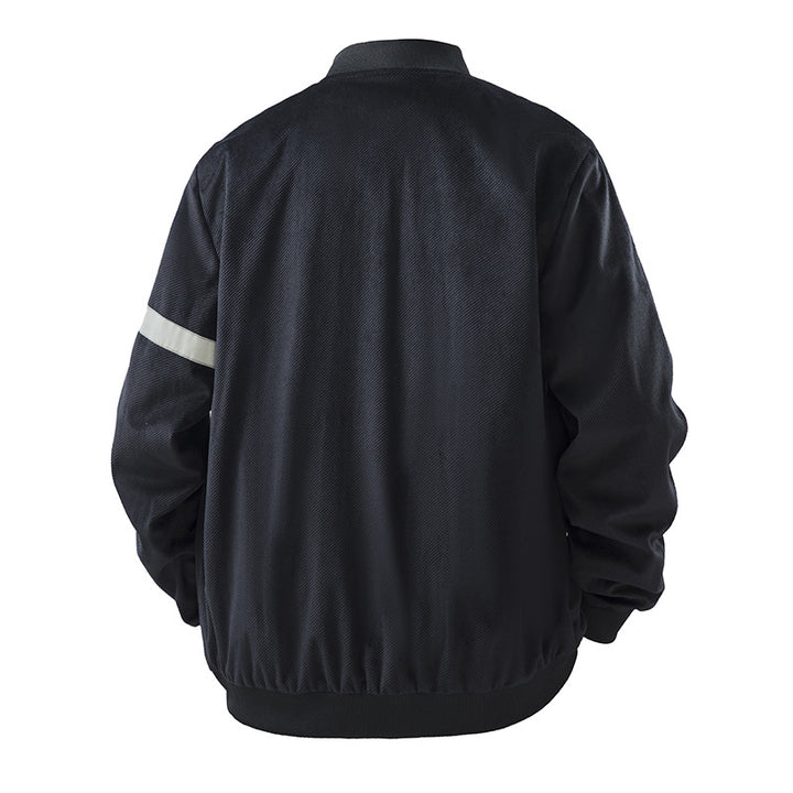 Herren Leichte Utility-Bomberjacke mit Druckknopfverschluss, Brusttaschen und reflektierendem Ärmelstreifen Drune