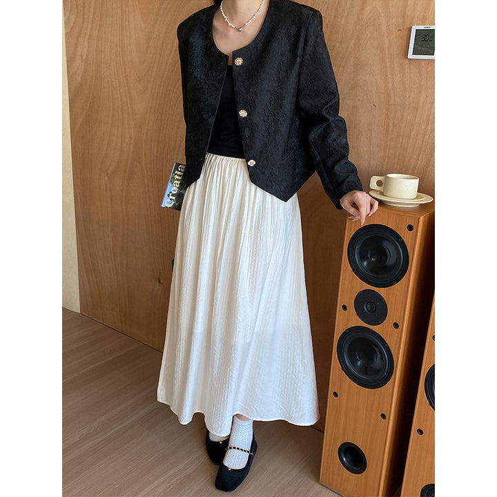 Damen elegante, strukturierte Kurzjacke mit floralem Dessin Drune