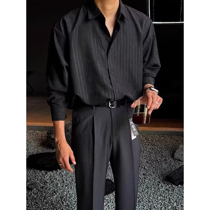 Herren Elegantes Langarmhemd mit feinen Streifen Drune