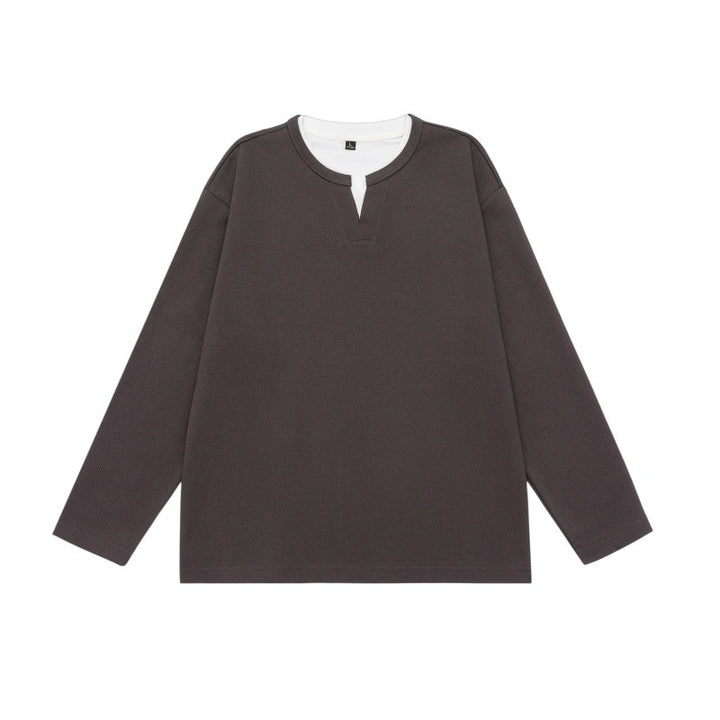 Unisex Oversize-Sweatshirt mit Notch-Ausschnitt und kontrastiertem Kragen-Einsatz Drune