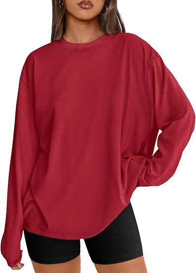 Damen Oversize-Sweatshirt mit Rundhalsausschnitt und verlängertem Saum Drune
