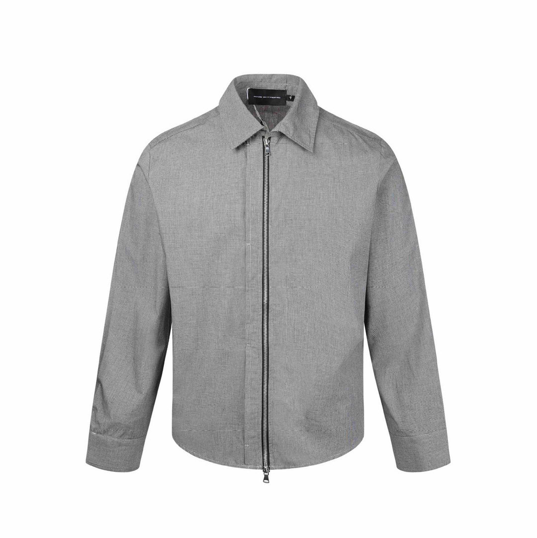 Herren Kurzjacke mit Hemdkragen, Zwei‑Wege‑Reißverschluss und feiner Struktur Drune