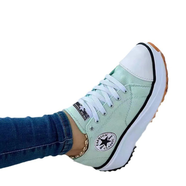 Damen Canvas-Plateau-Sneaker mit gezackter Profilsohle Drune