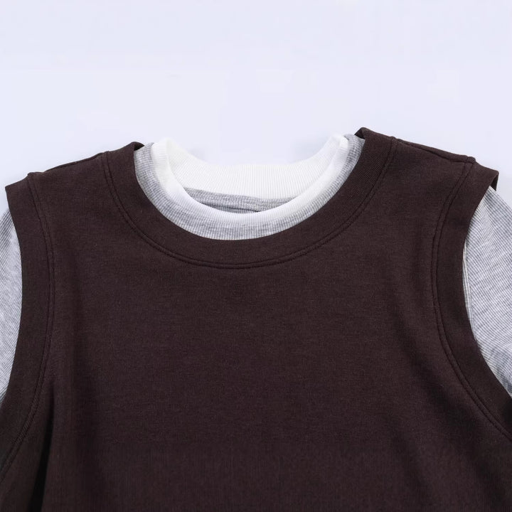 Damen Lagenlook-Longsleeve mit integriertem Kurzarm-Overlay Drune