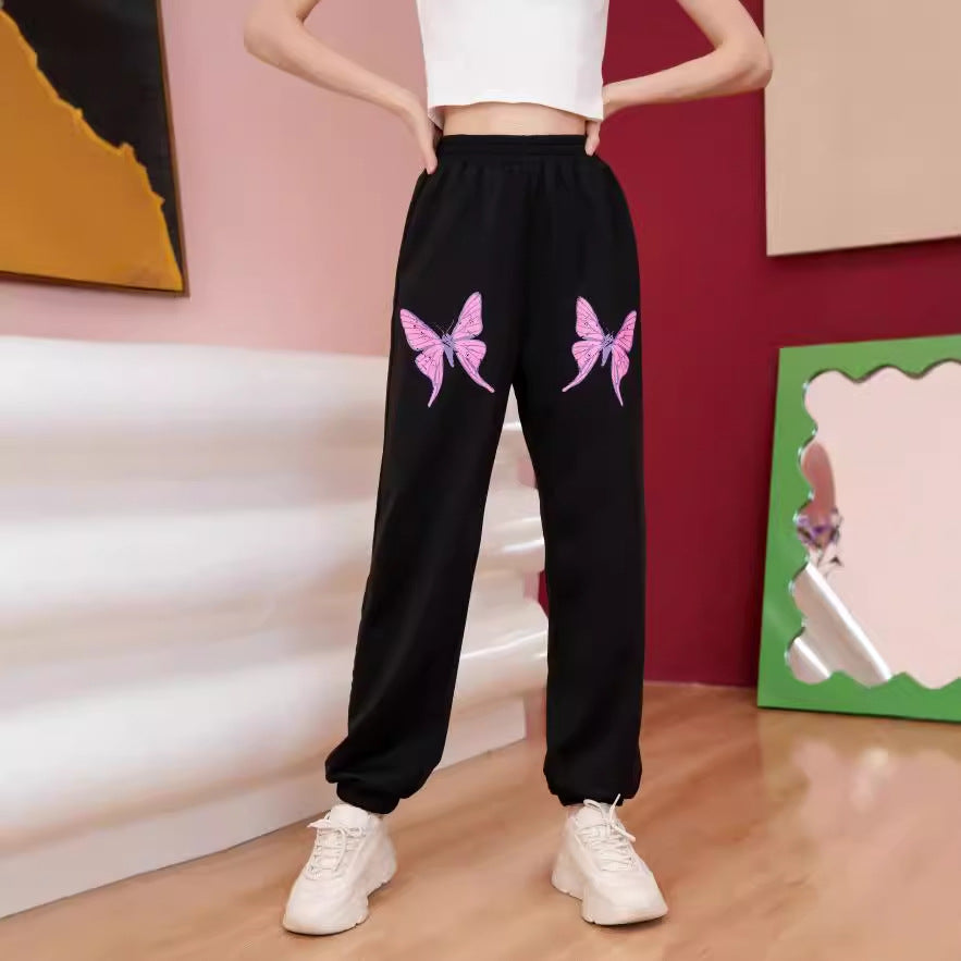 Damen Jogginghose mit buntem Schmetterlingsmotiv Drune