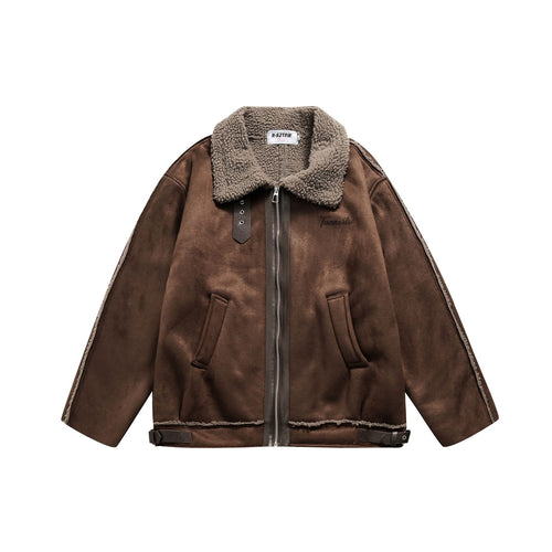 Herren Flieger‑Lederblouson mit Lammfellkragen und verstellbarem Saum Drune