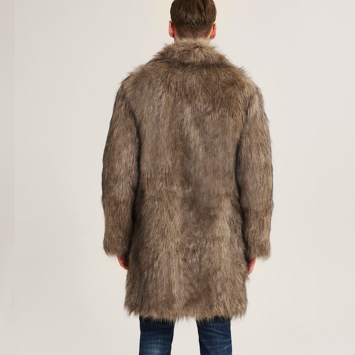 Herren Kunstfell-Kurzmantel mit elegantem Revers Drune