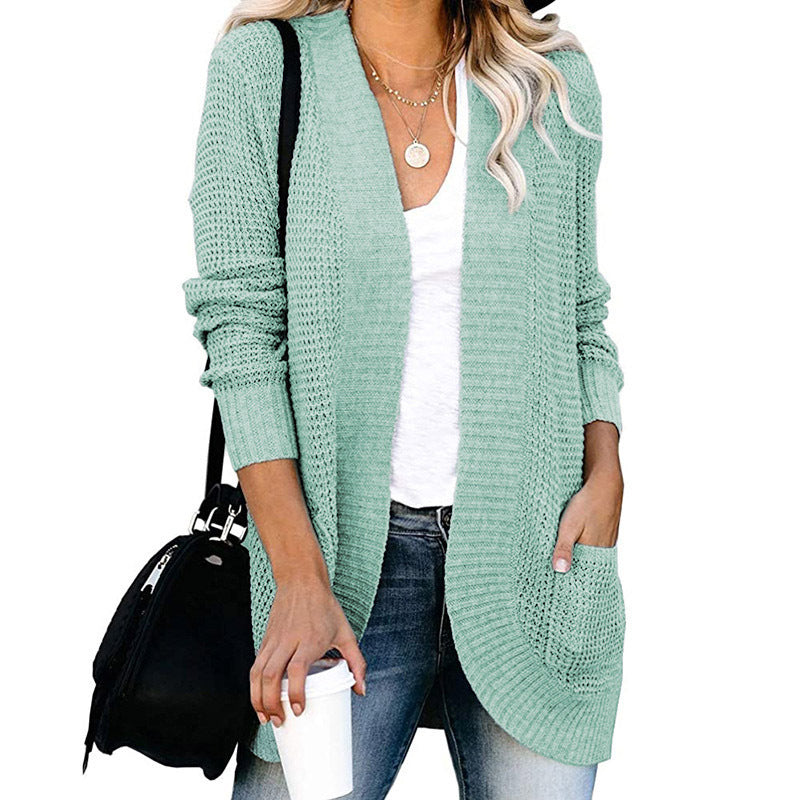 Damen Strickjacke mit offenen Front und praktischen Taschen Drune