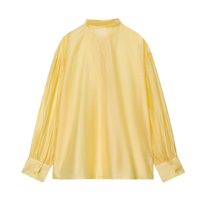 Damen Bluse mit Schleifenkragen und voluminösen Ballonärmeln Drune