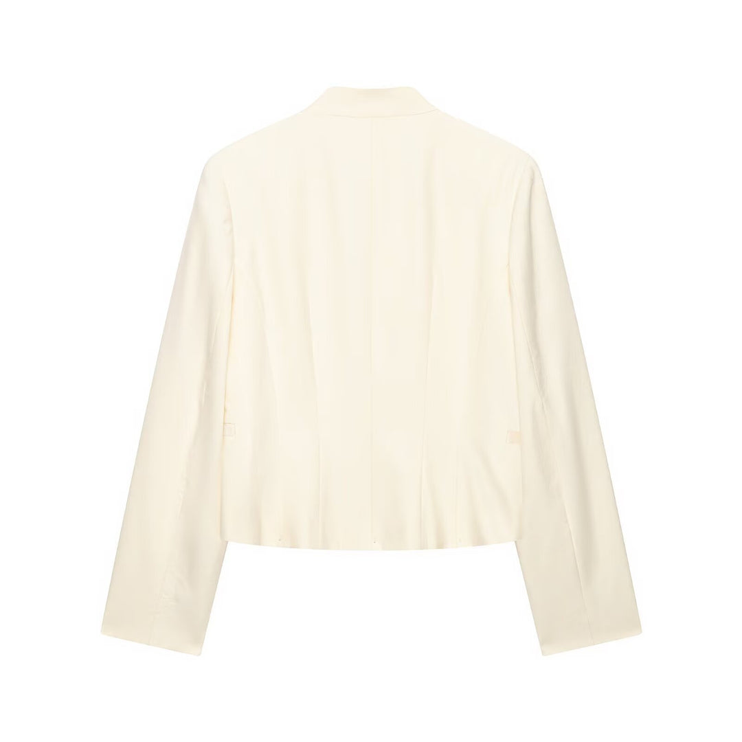 Damen Cropped Militärblazer mit Stehkragen, Zierstreifen und goldenen Statementknöpfen Drune
