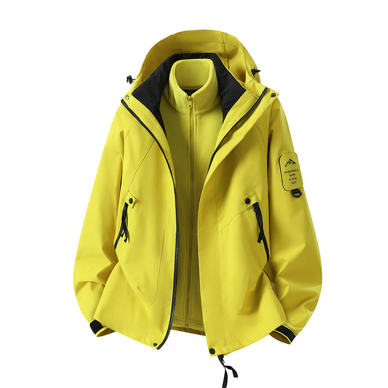 Herren Zwei-in-eins Wetterschutzjacke mit abnehmbarer Steppweste und verstellbarer Kapuze Drune