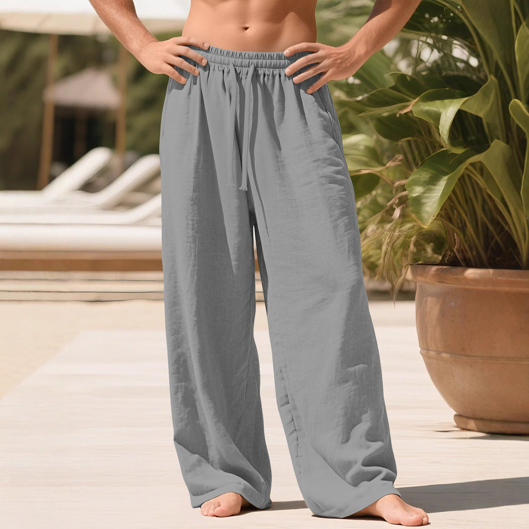 Herren nan leichte Leinen-Loungehose mit elastischem Bund und Seitentaschen Drune