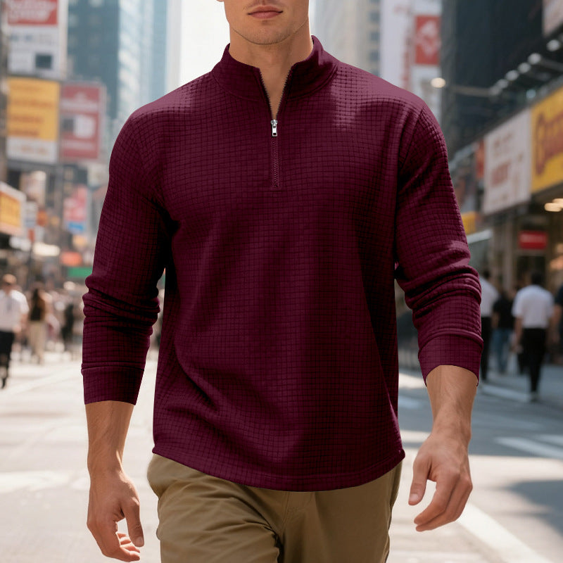 Herren sportlicher Pullover im strukturierten Design mit hallem Reißverschluss Drune