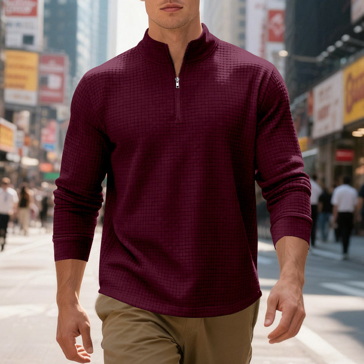 Herren sportlicher Pullover im strukturierten Design mit hallem Reißverschluss Drune