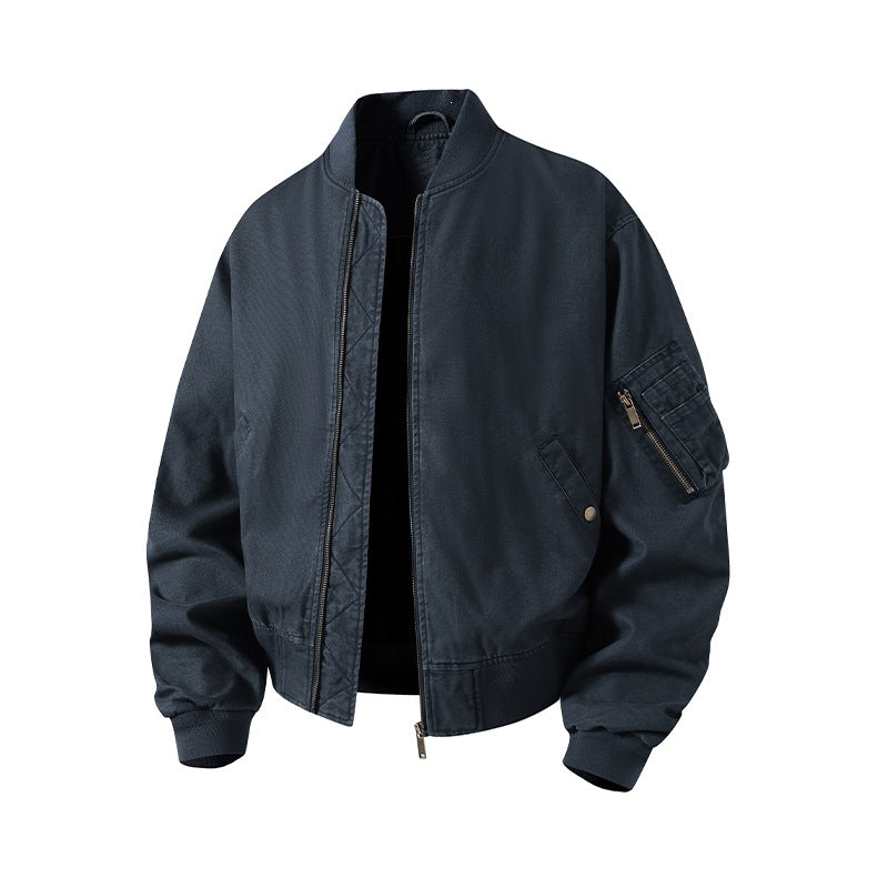 [Herren] Oversize Bomberjacke im Utility-Look mit Ärmeltasche, gerippten Bündchen & Zwei-Wege-Reißverschluss Drune