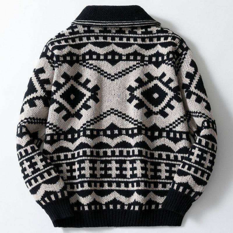 Herren designorientierte Strickjacke mit geometrischem Muster Drune
