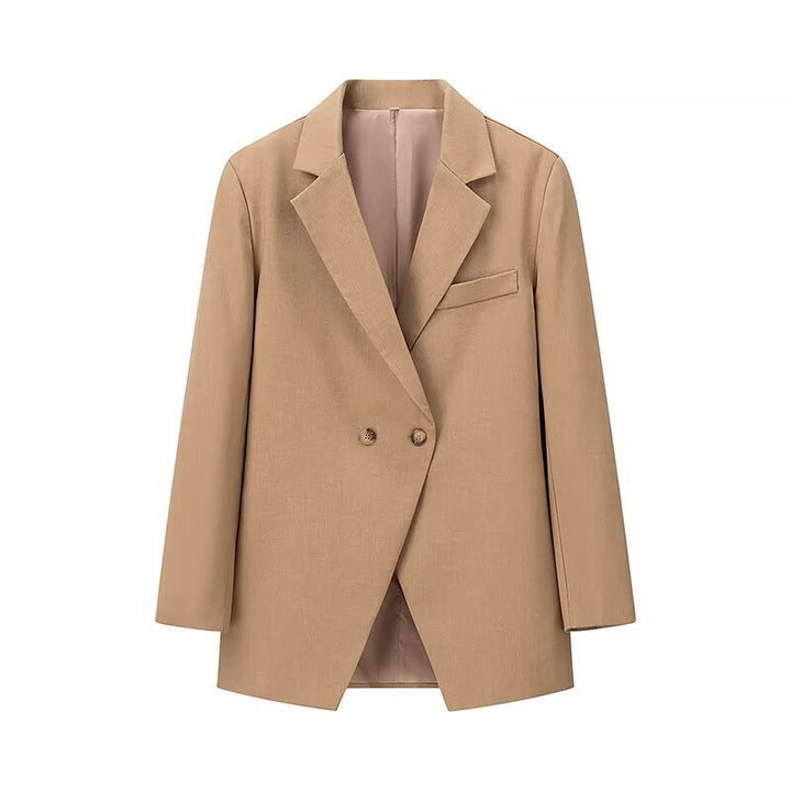 Damen nan längerer Zweireiher-Blazer mit Reverskragen, Brustleiste und leicht taillierter Silhouette Drune