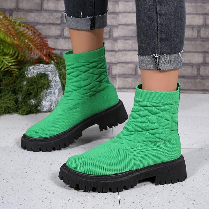Damen Modische Stiefeletten mit strukturiertem Obermaterial und rutschfester Sohle Drune